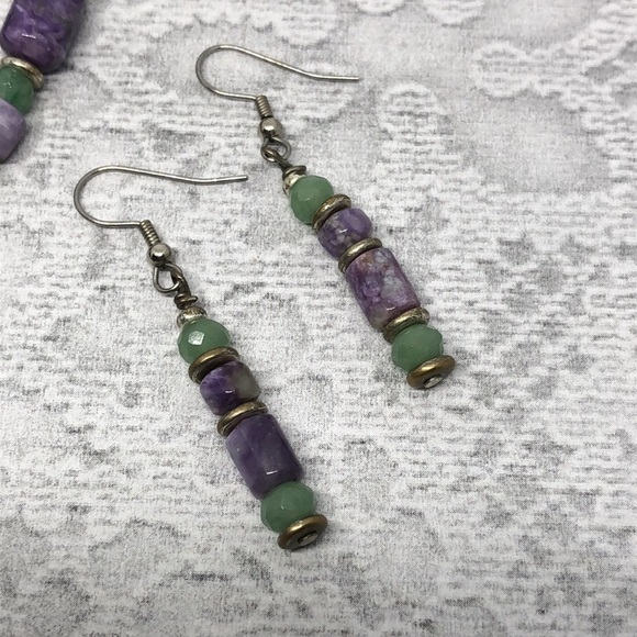 Artisan sterling silver beaded jewelry set necklace and earrings - Picture 3 of 8